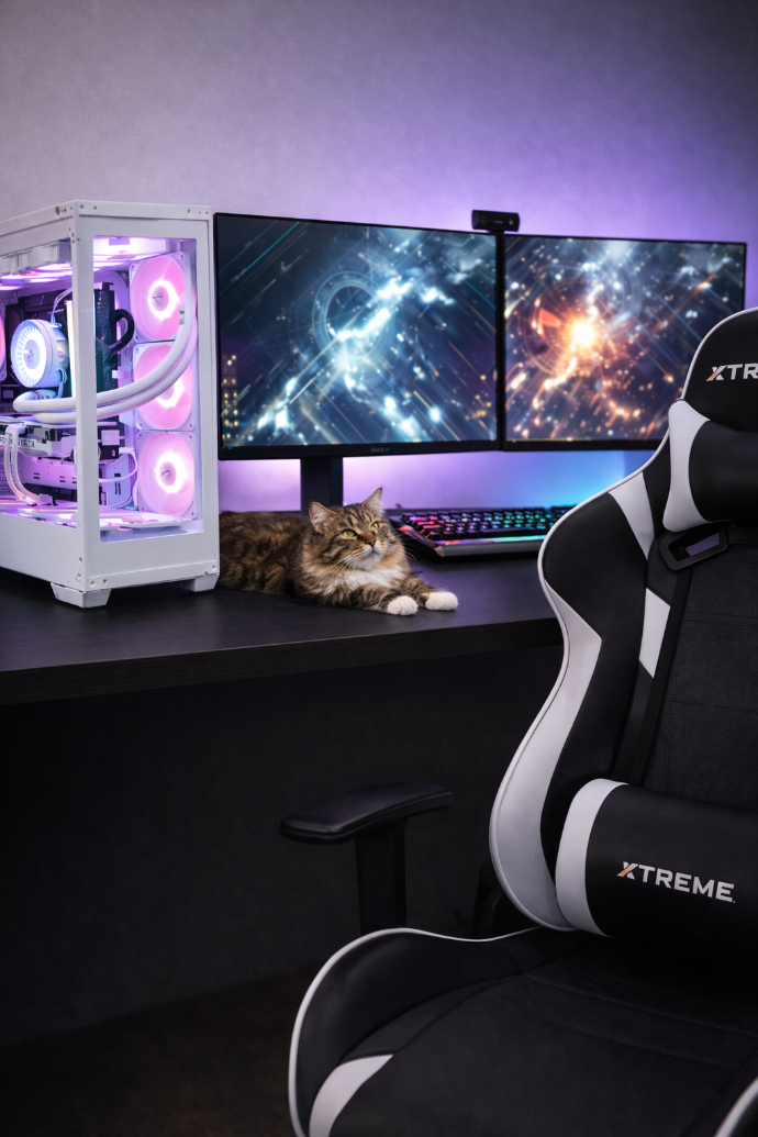 chat sur le bureau gaming